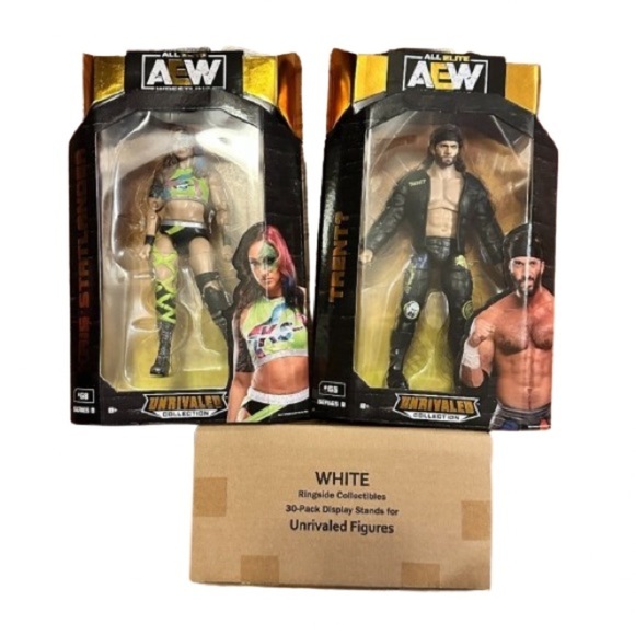 AEW Unrivaled 2 figure Set with 30 pack Display Stands - Picture 1 of 16